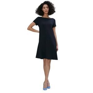 MM Lafleur Eliza Ripple Swing Dress in Navy Blue Workwear Career Women's S